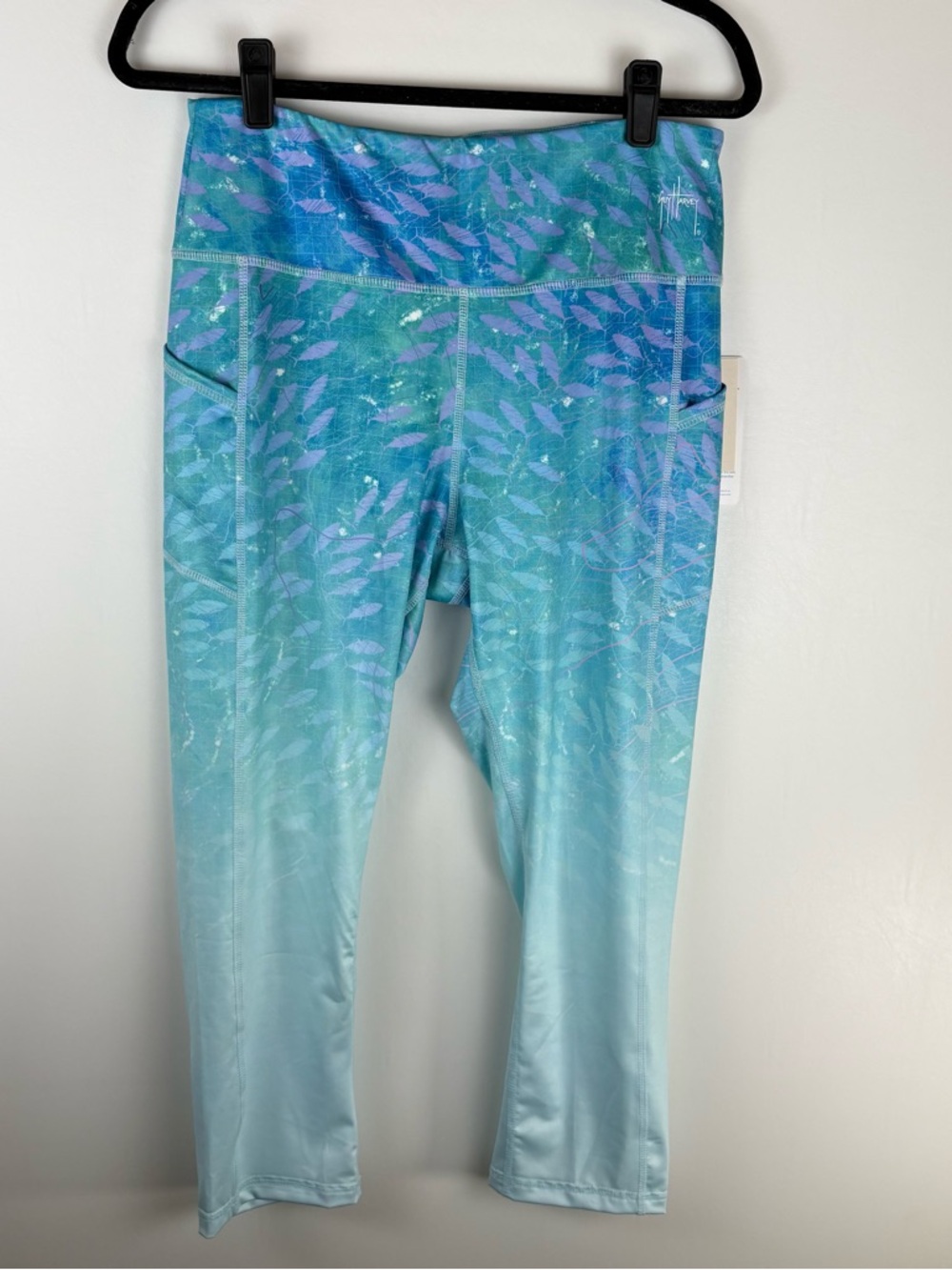 Guy Harvey Womens Leggings Large Blue Pull On Stretch Activewear 22’ Inseam